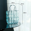 DecorBites™ Clear Glass Vase Terrarium Handbag for Living Room Decoration