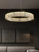 DecorBites™ Crystal Glass Chandelier: Big Round Luxury LED Ceiling Hanging Lamps for Home Decor.