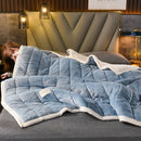 DecorBites™ Cozy Coral Fleece 3-Layer Bed Blanket for Autumn & Winter Warmth