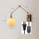 DecorBites™ Copper Swing Arm LED Wall Sconce Pull Chain Switch Rotate Walnut Canopy