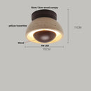 DecorBites™ Japan Style LED Ceiling Light Yellow Travertine Stone Wood Base Bedroom Luminaire