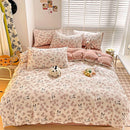 DecorBites™ Cotton Flower Printed Comforter Set: Breathable Double-Layer Yarn, Soft Bedding for Girls