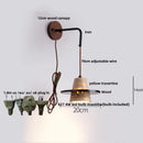 DecorBites™ Copper Wood LED Wall Sconce Yellow Travertine Stone Bedside Light