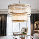 DecorBites™ Gold Double Layer Ring Crystal Pendant Light for Elegance in Every Room