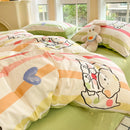 DecorBites™ Grid Print Cotton Bedding Set for Single Double Beds