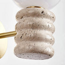 DecorBites™ Japanese LED Wall Lamp, Pull Chain Switch, Yellow Travertine Glass, White Shade