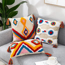 DecorBites™ Geometric Hand-Embroidered Tassel Pillowcase