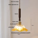 DecorBites™ Ceramic Walnut Wood Pendant Light Fixture - Adjustable LED Lamparas for Study Aisle