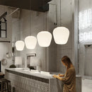 DecorBites™ Glass Whorls Cocoon Pendant Light - Milky White, Modern Hanging Lamp