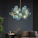 DecorBites™ Elegant Blue Copper LED Flower Ceiling Chandelier for Living Dining Bedroom & Salon