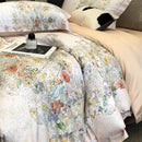DecorBites™ Flowers Plant Print Bedding Set: Luxe Lyocell Cotton Soft Silky Cool Duvet Cover Set