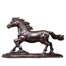 Solid wood carving of the twelve zodiac zodiac horse ornaments for home use living room office desktop decoration handicrafts