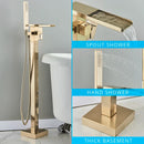 DecorBites™ Gold Bathtub Faucet Set Hot Cold Water Shower Mixer Tap Waterfall Floor Stand