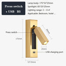 DecorBites™ Black Brass Wall Sconce with USB Port and Switch, 3W Spotlight for Bedroom