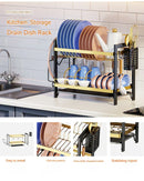 DecorBites™ 2 Tier Kitchen Dish Rack Drainer Plate Storage Organizer Drainboard