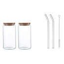 DecorBites™ Glass Drink Cup with Bamboo Lid - High Borosilicate Glass Tea Juice Coffee Mug