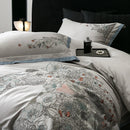 DecorBites™ Cotton Flowers Horse Embroidery Luxury Bedding Set - Duvet Cover, Bed Sheet, Pillowcases