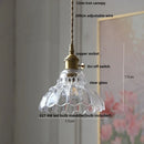 DecorBites™ Green Glass LED Pendant Lamp | Modern Nordic Wood Walnut | Brass Knob Switch | Hanging Light