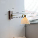 DecorBites™ Copper Arm LED Wall Sconce Switch Light, Adjustable Lampshade, Pull Chain, Beside Lamp