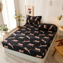 DecorBites™ Golden Feather Fitted Sheet Set: 120/150/180Cm + 2 Pillowcases