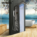 DecorBites™ Dark Grey LED Shower Panel Column with Rainfall Waterfall Spa Jets
