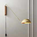 DecorBites™ Adjustable Metal Wood Wall Lamp LED E27 Swing Arm Sconces for Living Room