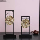 DecorBites™ Golden Lotus Leaf Feng Shui Desk Ornament Alloy Sculpture