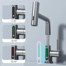 DecorBites™ Digital Display Waterfall Basin Faucet with Temperature Control and Lift Sprayer