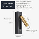 DecorBites™ Black Brass Wall Sconce with USB Port and Switch, 3W Spotlight for Bedroom