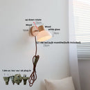 DecorBites™ Amber Glass LED Wall Sconce Nordic Modern Wood Pull Chain Switch Stair Light