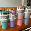 DecorBites™ Double Wall Insulated Stainless Steel Water Bottle with Straw - Large Capacity Mug