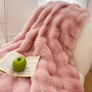 DecorBites™ Gradient Pink Double Layer Faux Fur Winter Blanket
