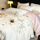 DecorBites™ Butterfly Embroidery 800TC Egyptian Cotton Bedding Set - Quilt Cover, Sheet, Pillowcases