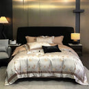 DecorBites™ Brocade Satin Jacquard Luxury Cotton Bedding Set - Duvet Cover, Sheet, Pillowcases