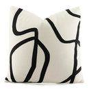 DecorBites™ Geometric Line Embroidered Pillowcase in Black White Beige Suede Canvas
