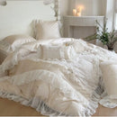 DecorBites™ French Lace Ruffles Flowers Bedding Set: Duvet Cover, Sheet Set, Pillowcases