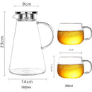 DecorBites™ Glass Pitcher - Large Heat-Resistant Borosilicate Jug with Stainless Steel Lid
