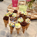 DecorBites™ Ice Cream Cone Holder Stand: Durable Acrylic Display Rack for Cupcakes & Cones