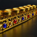 DecorBites™ Gem Inlaid Candlestick Stand for Buddhist Wedding Altars & Decor.