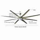 DecorBites™ 100" Large Ceiling Fan with Light, DC Motor, Reverse Blades, Stainless Steel Finish