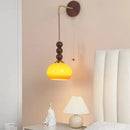 DecorBites™ LED Wall Lights Walnut Wood Glass Adjustable Bedside Lamp