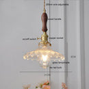 DecorBites™ Green Glass LED Pendant Lamp with Copper Wood Handle for Modern Nordic Home Decor