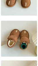Children's Winter Snow Boots New 2025 Faux Suede Warm Plush Cotton Shoes Boys Fashion Anti-slip Rubber Sole Girls Ankle Boots