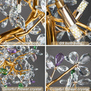 DecorBites™ Crystal Flowers Chandelier Gold LED Tree Branch Luxury Chandelier