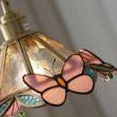 DecorBites™ Butterfly Glass Flower LED Pendant Lamp – Tiffany Style Adjustable Hanging Lamp