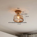 Modern amber lotus glass led ceiling light bedroom copper base