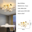 DecorBites™ Gold Branches Chandelier with Porcelain Leaves Pendant Light - Luxury Living room Decor