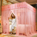 DecorBites™ Lace Pleated Queen Bed Net Canopy with Stainless Steel Bracket
