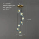 DecorBites™ LED Art Deco Blue Peacock Leaf Copper Ceiling Chandelier for Living Room