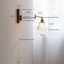 DecorBites™ Copper Arm LED Wall Sconce Switch Light, Adjustable Lampshade, Pull Chain, Beside Lamp